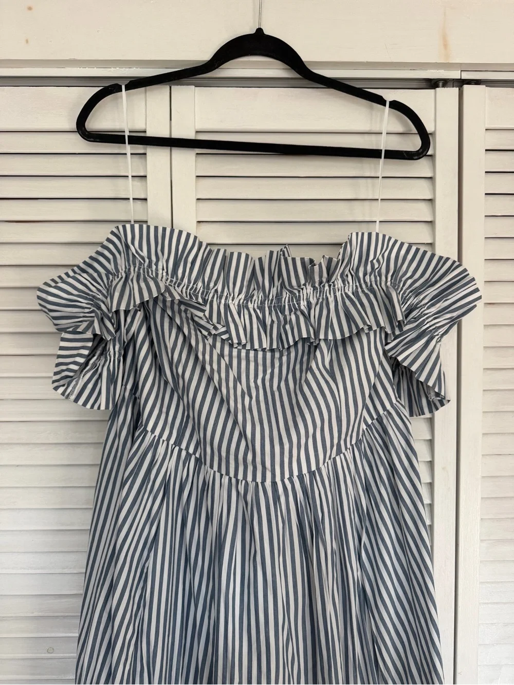Abercrombie & Fitch Blue and White Striped Ruffle Sundress - Petite